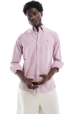 GANT – Slim Fit Oxford-Hemd in verwaschenem mit Shield-Logo-Stickerei