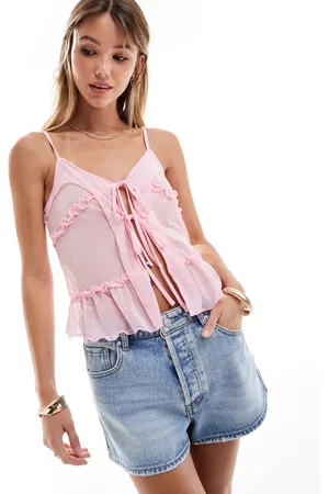 Pieces® – Romantisches Camisole-Oberteil aus Netzstoff in