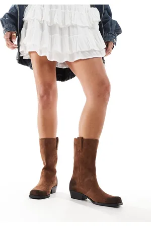 Pull&Bear – Wadenhohe Stiefel aus Wildleder in