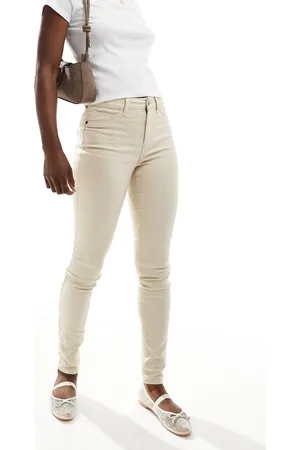Noisy May – Callie – Jeans in Ecru mit engem Schnitt und hohem Bund