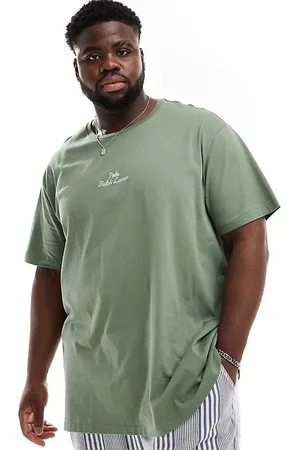 Ralph Lauren Big & Tall – T-Shirt in Mittelgrün mit mittigem Logo und klassischem Oversize-Schnitt