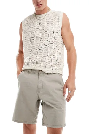 River Island – Gewaschene Chino-Shorts in hellem Steinbeige