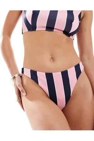 ASOS – Sidney – Bikini-Hüfthose mit Streifen und hohem Beinausschnitt