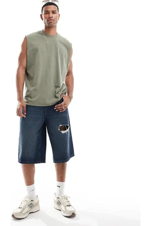 ASOS – Oversize-Tanktop in Khaki mit Pigmentfärbung