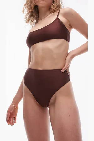 Topshop – Mix and Match – Bikinihose in Schokoladenbraun mit hoher Taille