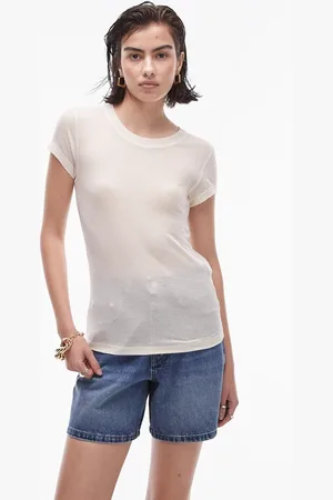 Topshop – Premium – Geripptes, transparentes Longline-T-Shirt in gebrochenem