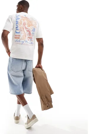 River Island – T-Shirt in mit japanischer Stickerei