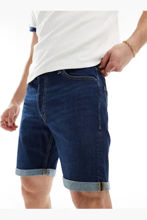 JACK & JONES – Locker geschnittene Jeans-Shorts in Dunkelblau