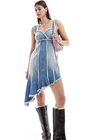 Reclaimed – Limited Edition – Festival-Midikleid aus Denim mit Nähten im Used-Look