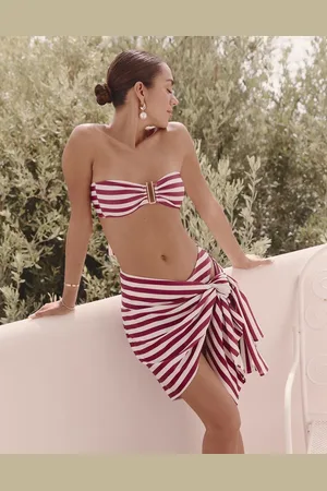 4th & Reckless X Luana Barron – Mala – Gestreifter, kurzer Strand-Sarong in Kirschrot