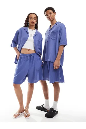 COLLUSION Unisex – Strukturierte Longline-Shorts in Lavendelblau, Kombiteil