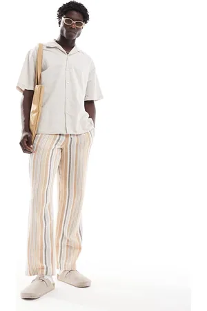 SELECTED – Oversize-Hemd aus Leinenmix in Beige mit Reverskragen