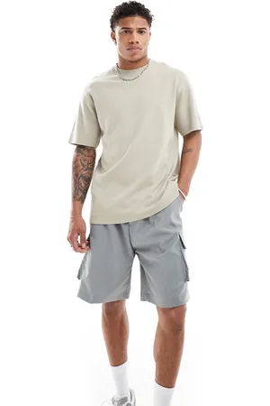 Threadbare – Geripptes T-Shirt in Stein mit Struktur