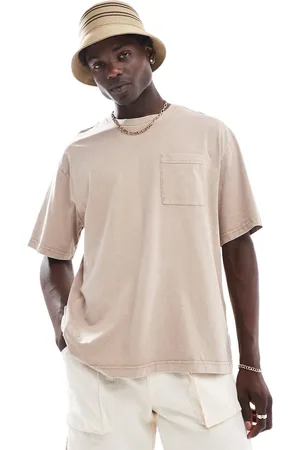 Only & Sons – Super-Oversize-T-Shirt in verwaschenem Beige