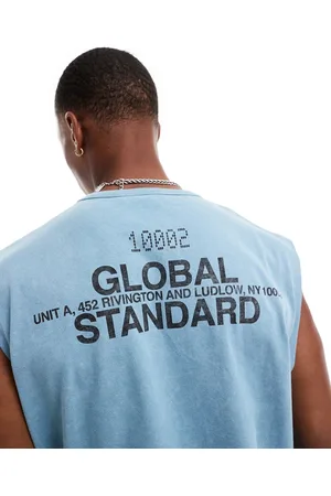 ASOS – Oversize-Tanktop in verwaschenem mit Schriftzug auf dem Rücken, 220 g/m² schwer