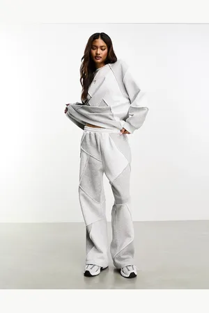 ASOS – Oversize-Jogginghose in meliertem mit geradem Schnitt und Patchwork-Detail, Kombiteil