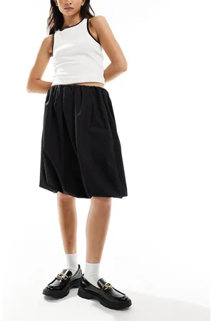 ASOS – Midirock aus Baumwolle in mit Ballonsaum