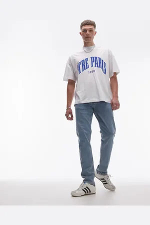 Topman – Schmal geschnittene Jeans in Hellblau