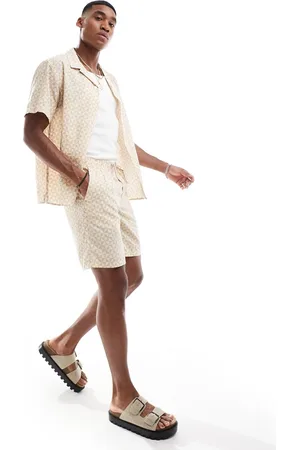 JACK & JONES – Shorts in Beige mit geometrischem Muster, Kombiteil