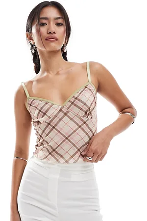 Reclaimed – Camisole-Oberteil aus Netzstoff mit Karomuster