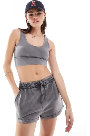Miss Selfridge – Bustier in Grau mit Acid-Waschung, Kombiteil