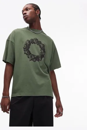 Topman – Hochwertiges Super-Oversize-T-Shirt in mit Kranzstickerei