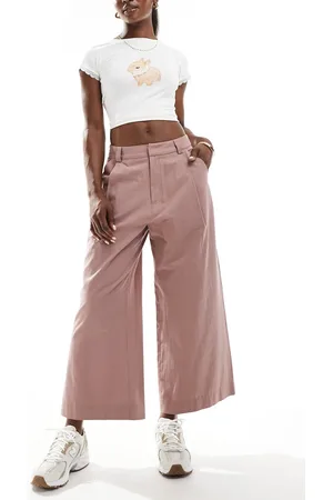 ASOS – Weit geschnittene Hose in Nerzbraun mit kurzem Schnitt