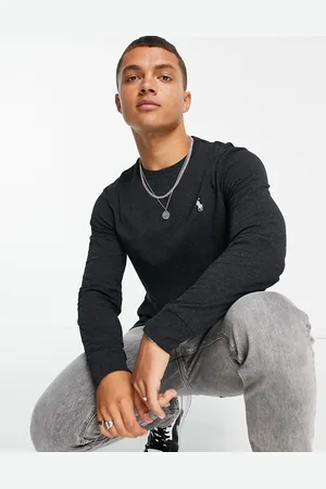 Ralph Lauren – Langärmliges Oberteil in schwarzem Kalk mit Markenlogo