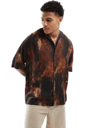 Pull&Bear – Hemd in mit rustikalem Grafikmuster
