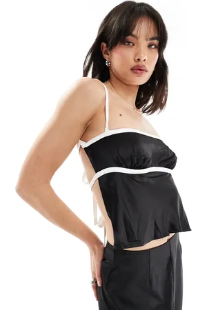 SNDYS – Satin-Camisole in mit Rückenschnürung und farblich abgesetzter Brustnaht, Kombiteil