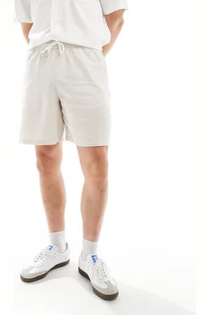 New Look – Leinen-Shorts in Creme zum Hineinschlüpfen