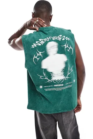 ASOS – Oversize-Tanktop aus 220 g/m² schwerem Material in verwaschenem mit Renaissance-Rückenprint