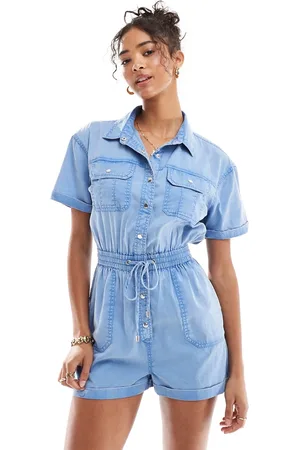 Miss Selfridge – Utility-Playsuit in mit Acid-Waschung