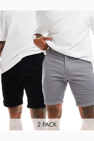 JACK & JONES – 2er-Pack Chino-Shorts in Grau und Schwarz