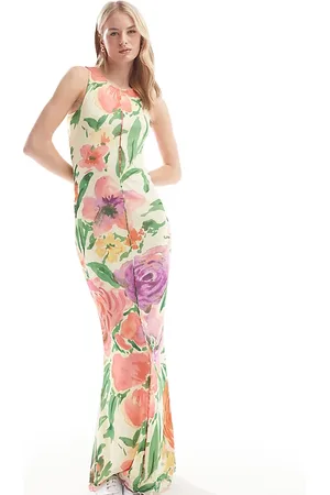 VERO MODA – Ärmelloses Netzstoff-Kleid mit Kräuselsaum und sommerlichem Blumenmuster