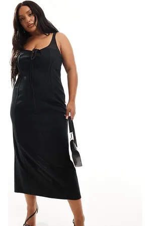 ASOS ASOS DESIGN Curve – Transparentes Midikleid in mit Körbchendetail und geschnürter Vorderseite