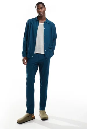 Only & Sons – Plissee-Schlupfhose in dunklem Blaugrün mit schmal zulaufendem Schnitt, Kombiteil