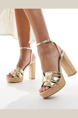 Aldo – Valaberel – Sandalen in Goldoptik mit Absatz