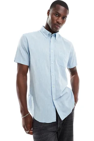 Ben Sherman – Kurzärmliges Leinenhemd in Hellblau