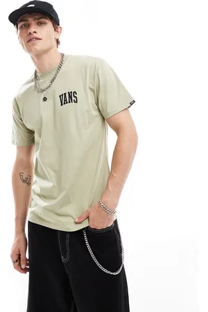 Vans – Kurzärmliges T-Shirt in Hellbraun mit kleinem College-Logo