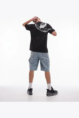 Topman – Super-Oversize-T-Shirt in verwaschenem mit Engel-Print auf Vorder- und Rückseite