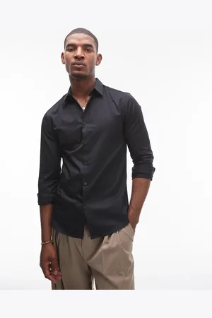 Topman – Langärmliges, elegantes Satin-Hemd in mit schmalem Schnitt