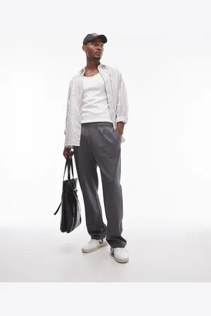 Topman – Jogginghose in Anthrazit mit geradem Schnitt und Bundfalten