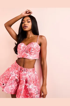ASOS – Jacquard-Bustier mit Blumenmuster und Körbchen-Design, Kombiteil