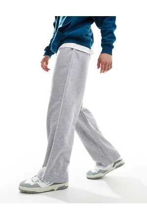ASOS – Jogginghose in meliert mit geradem Bein und weißem Seitenstreifen