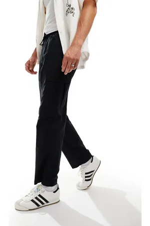 JACK & JONES – Leinenhose mit karottenförmigem Schnitt und Cargotaschen in