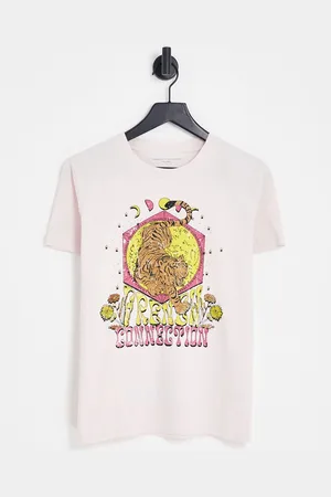 French Connection – Locker geschnittenes T-Shirt aus Baumwolle mit sommerlichem Tiger-Print - WHITE