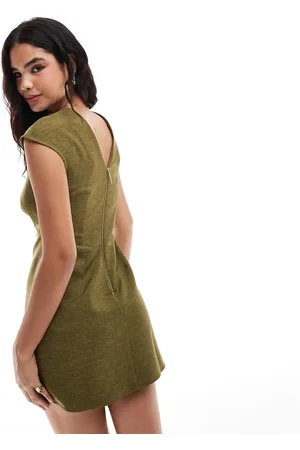 Closet – Minikleid in Olivgrün mit Unterbrustnaht