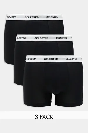 SELECTED – 3er-Pack schwarze Unterhosen mit Bund
