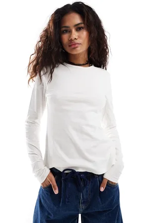 Weekday – Milly – Superweiches, langärmliges Slim-Fit-T-Shirt in gebrochenem